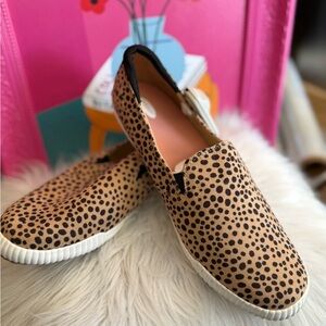 Tan and Black Flats with Slip-On Comfort